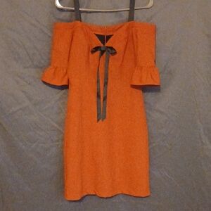 Chic Off-Shoulder Orange Mini Dress